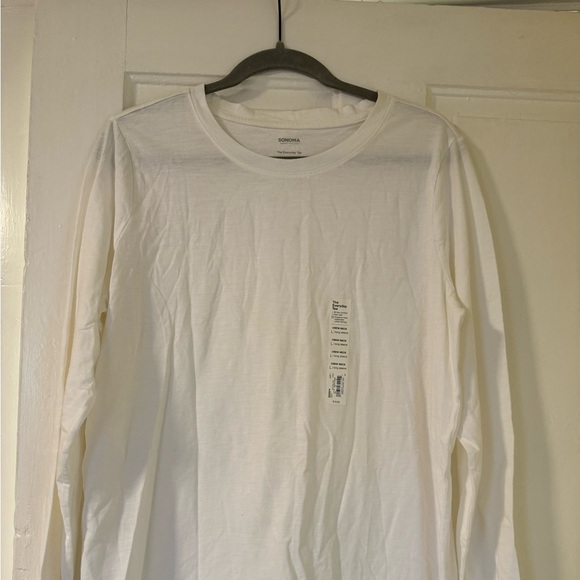 NWT: Sonoma Crewneck Long Sleeve White Layering Tee• Large - Picture 2 of 5